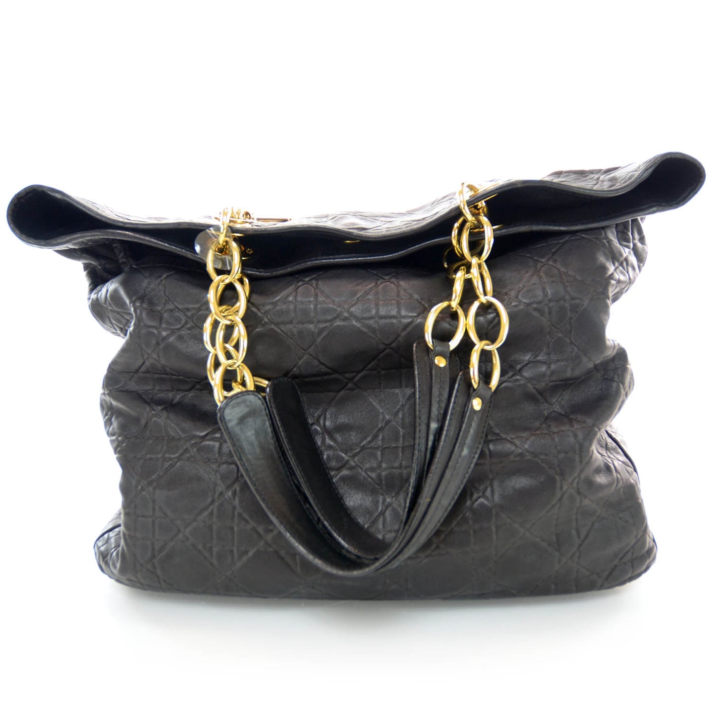Lambskin Cannage Shopper Tote Black