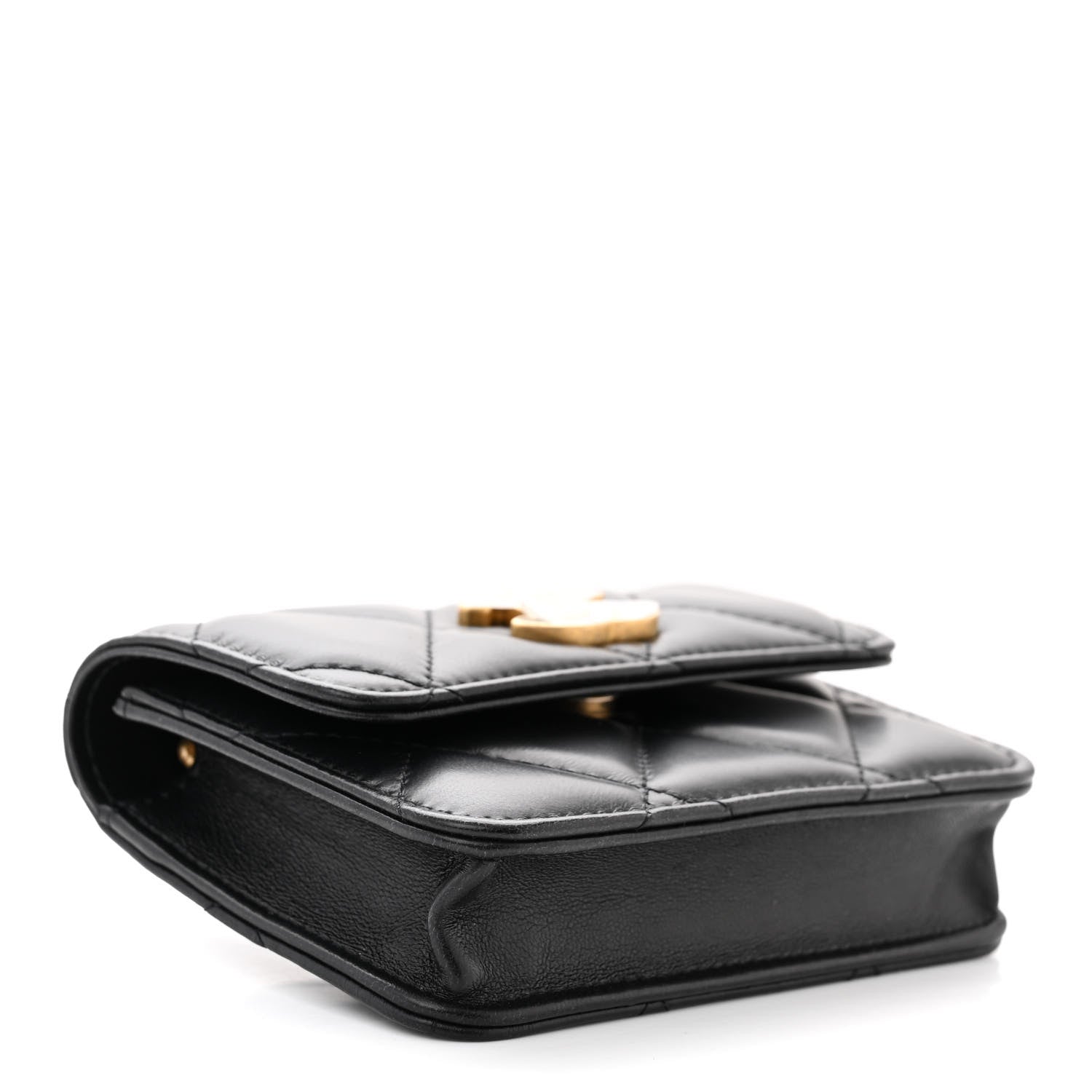 Chanel Lambskin Enamel Quilted Pending CC Flap Belt Bag Black 4 of 12