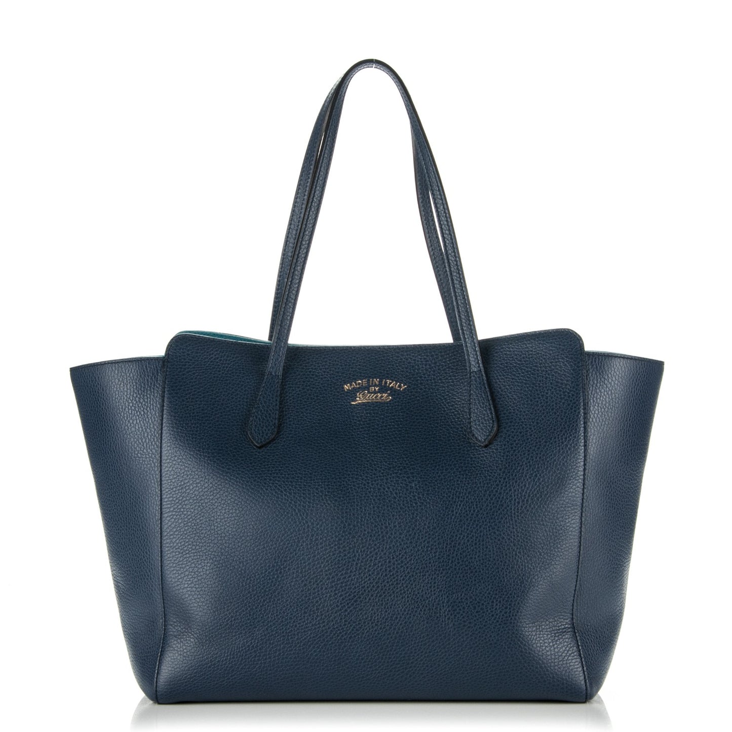 Dollar Calfskin Medium Swing Tote Marine Deep Cobalt