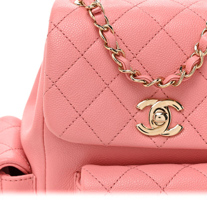 Chanel Shiny Caviar Quilted Small Pockets Drawstring Backpack Pink 8 of 11