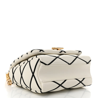 Louis Vuitton Lambskin Malletage Top Handle GO-14MM White Black 5 of 12