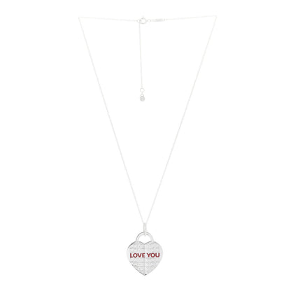 Tiffany Sterling Silver Enamel LOVE YOU Heart Tag Pendant Necklace Red 3 of 7