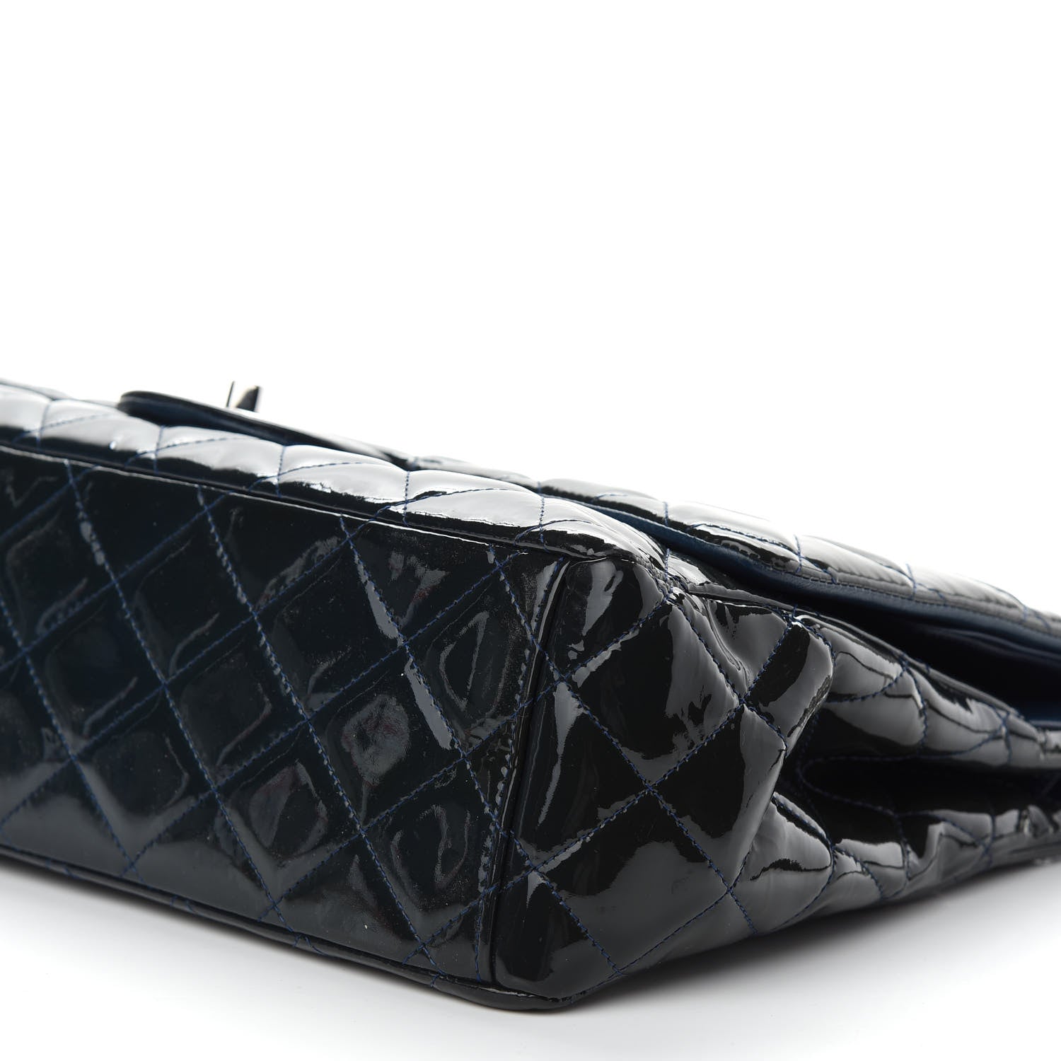 Chanel Patent Quilted Maxi Double Flap Navy 9 of 11