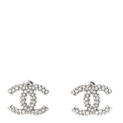 Chanel Crystal Large CC Earrings Silver 1 of 5