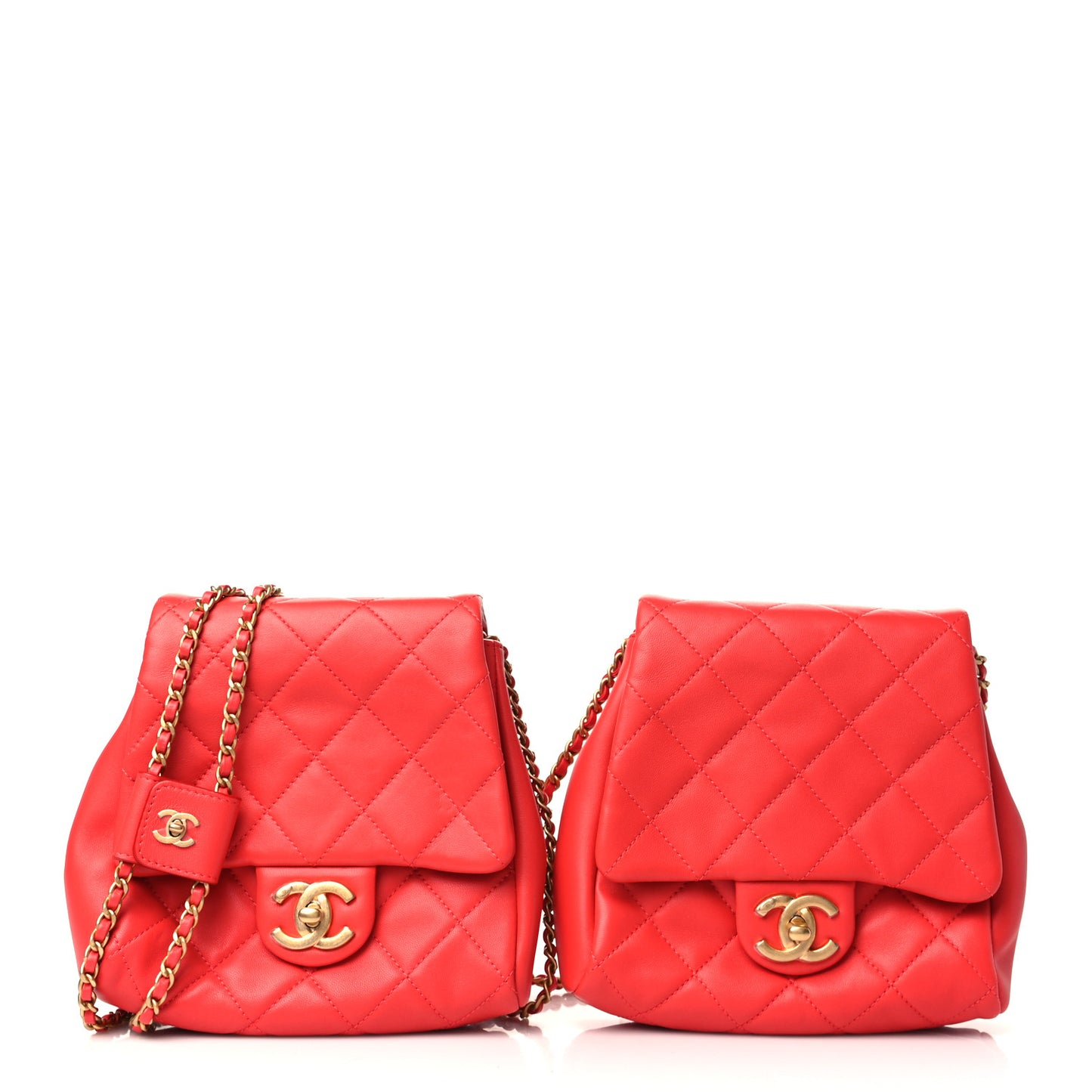 Lambskin Quilted Side-Packs Red
