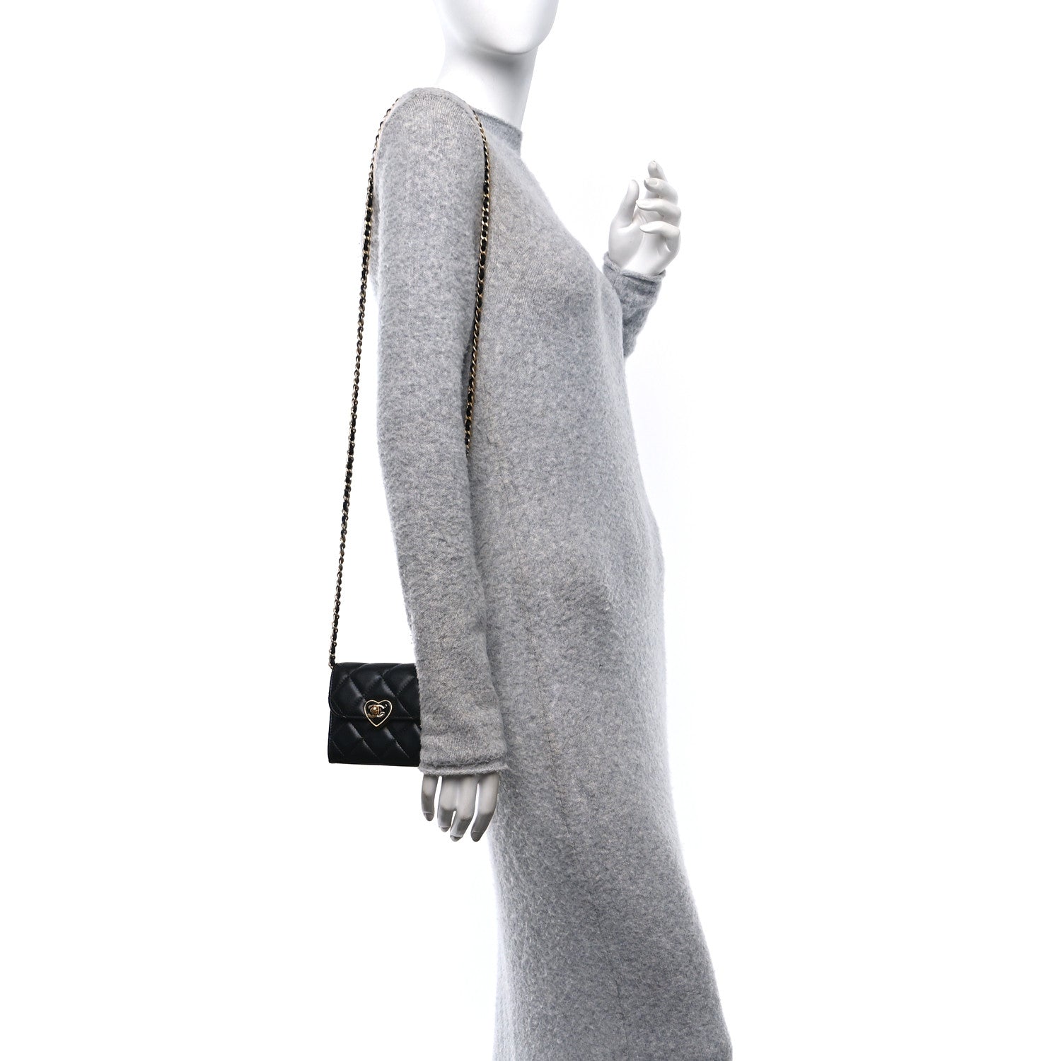 Chanel Lambskin Plexiglass Quilted Coco Love Clutch With Chain Black 2 of 10