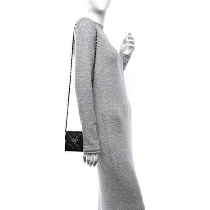 Chanel Lambskin Plexiglass Quilted Coco Love Clutch With Chain Black 2 of 10