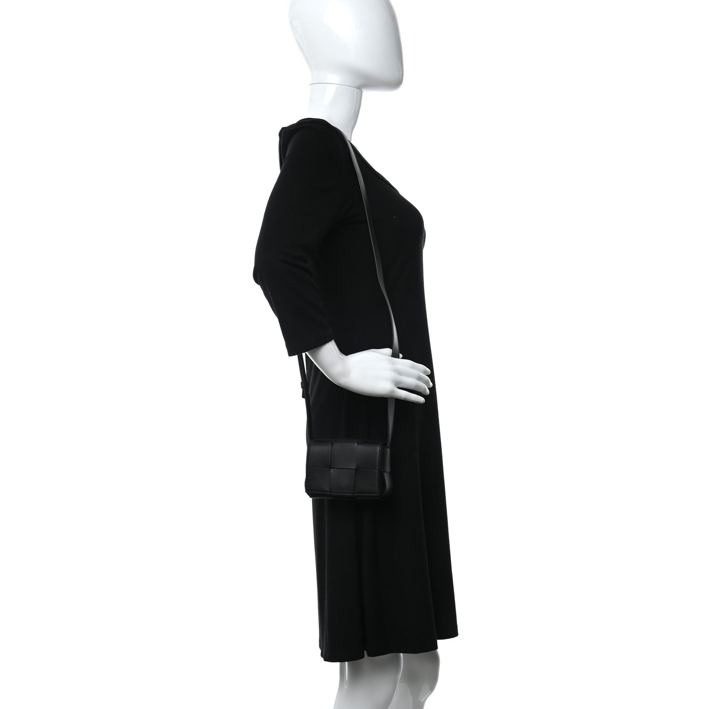 Lambskin Maxi Intrecciato Extra Mini Cassette Crossbody Bag Black