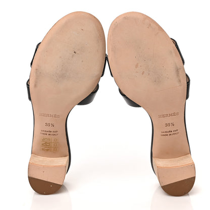 Hermes Calfskin Oasis Sandals 36.5 Black 5 of 8