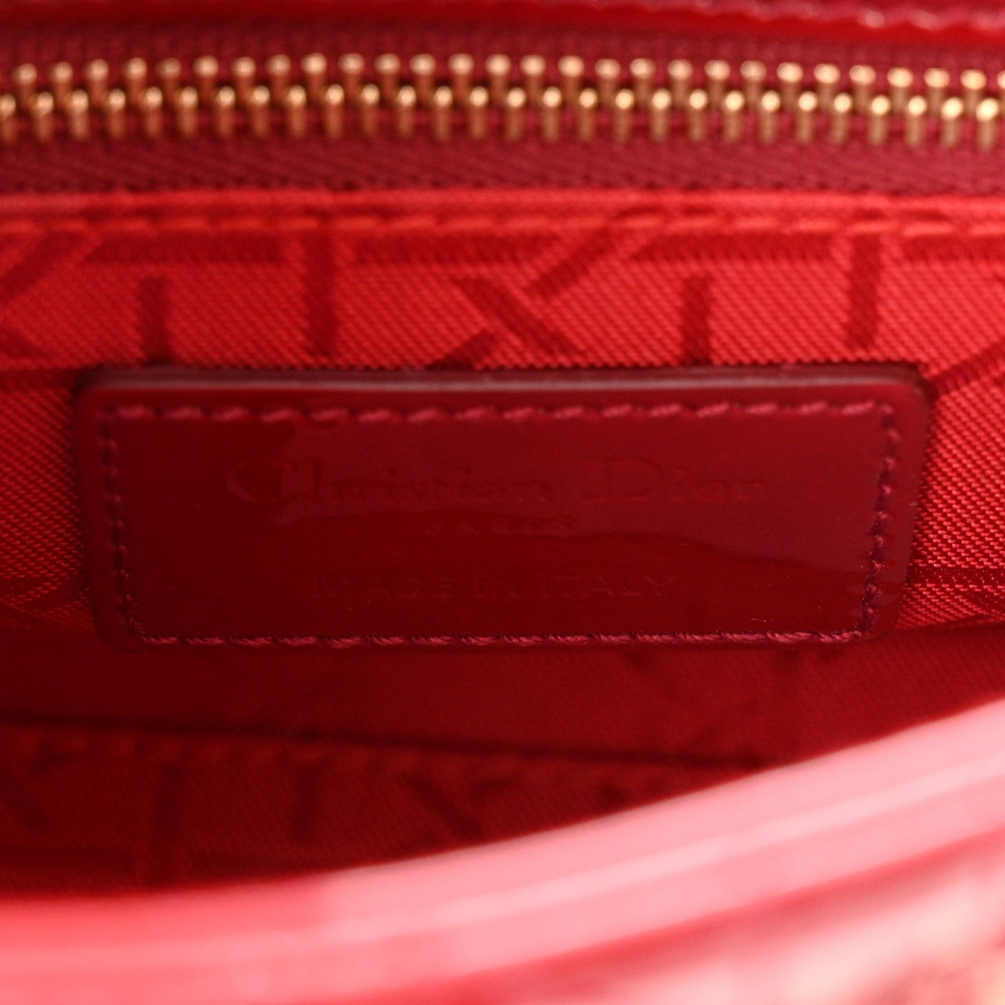 Patent Cannage Mini Lady Dior Red