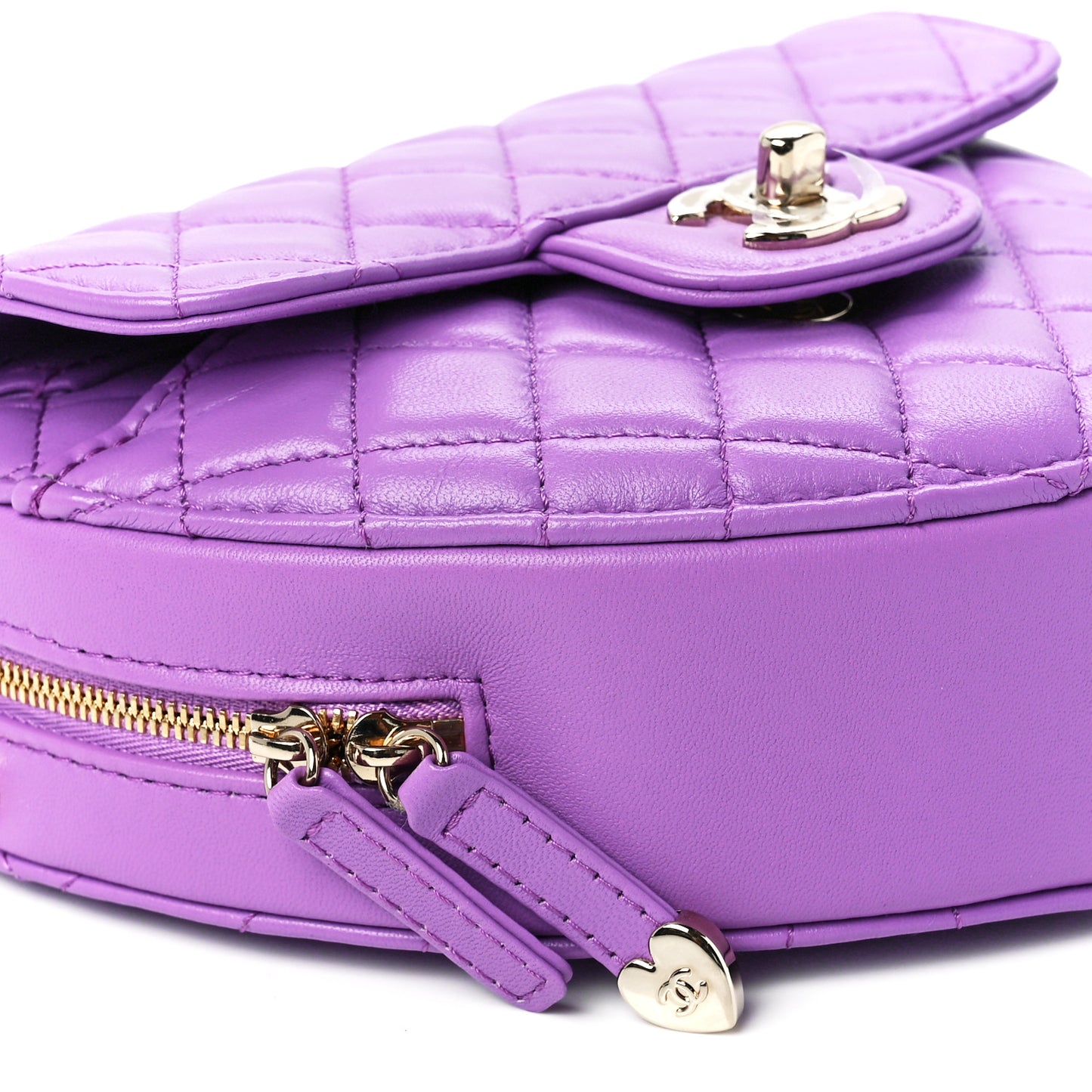 Lambskin Quilted CC In Love Heart Bag Purple