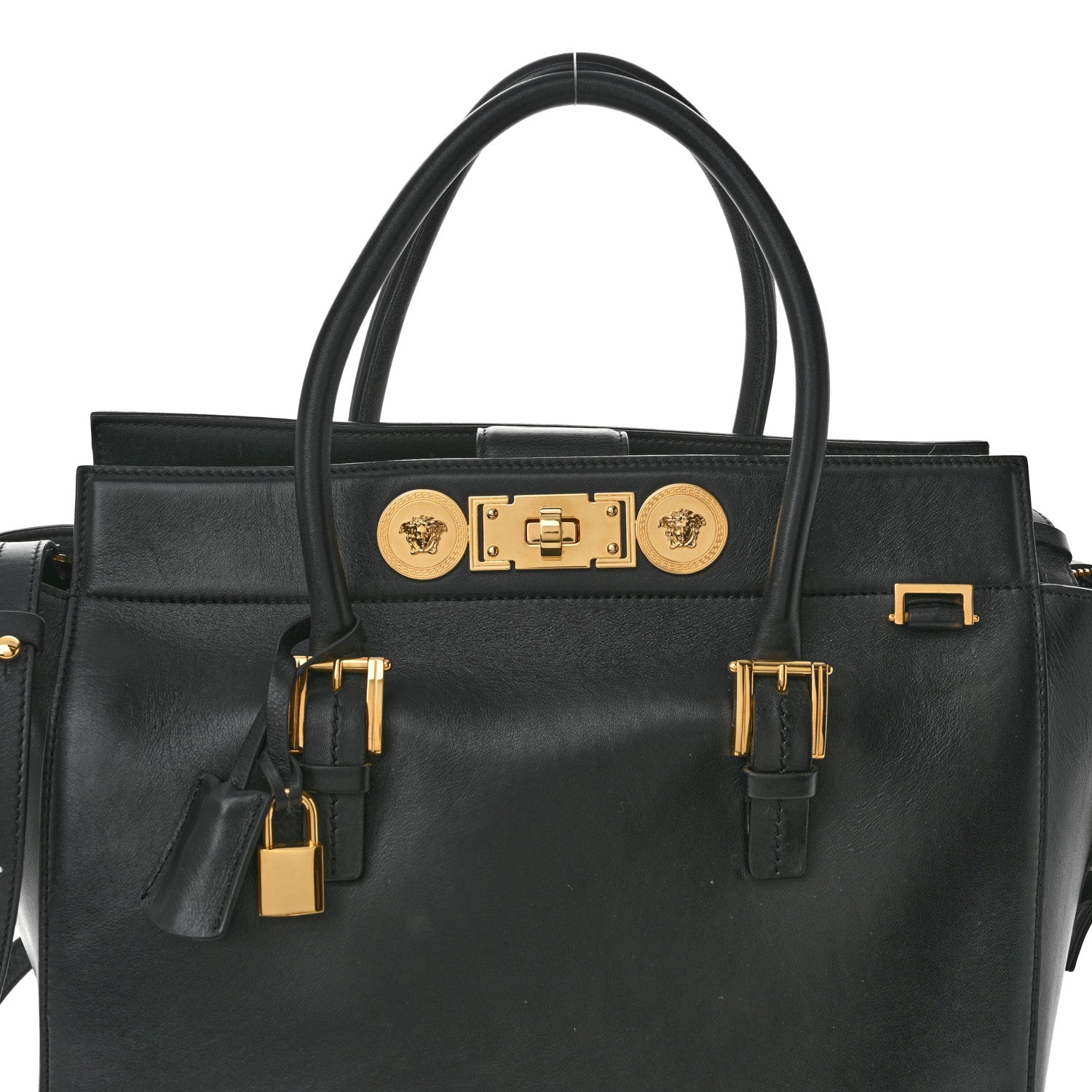 Versace Vitello Calfskin Signature Tote Black 7 of 9