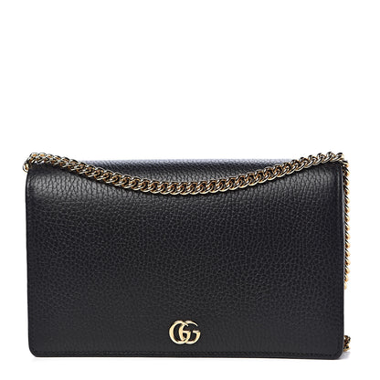 Gucci Calfskin Mini GG Marmont Chain Wallet Black 1 of 10