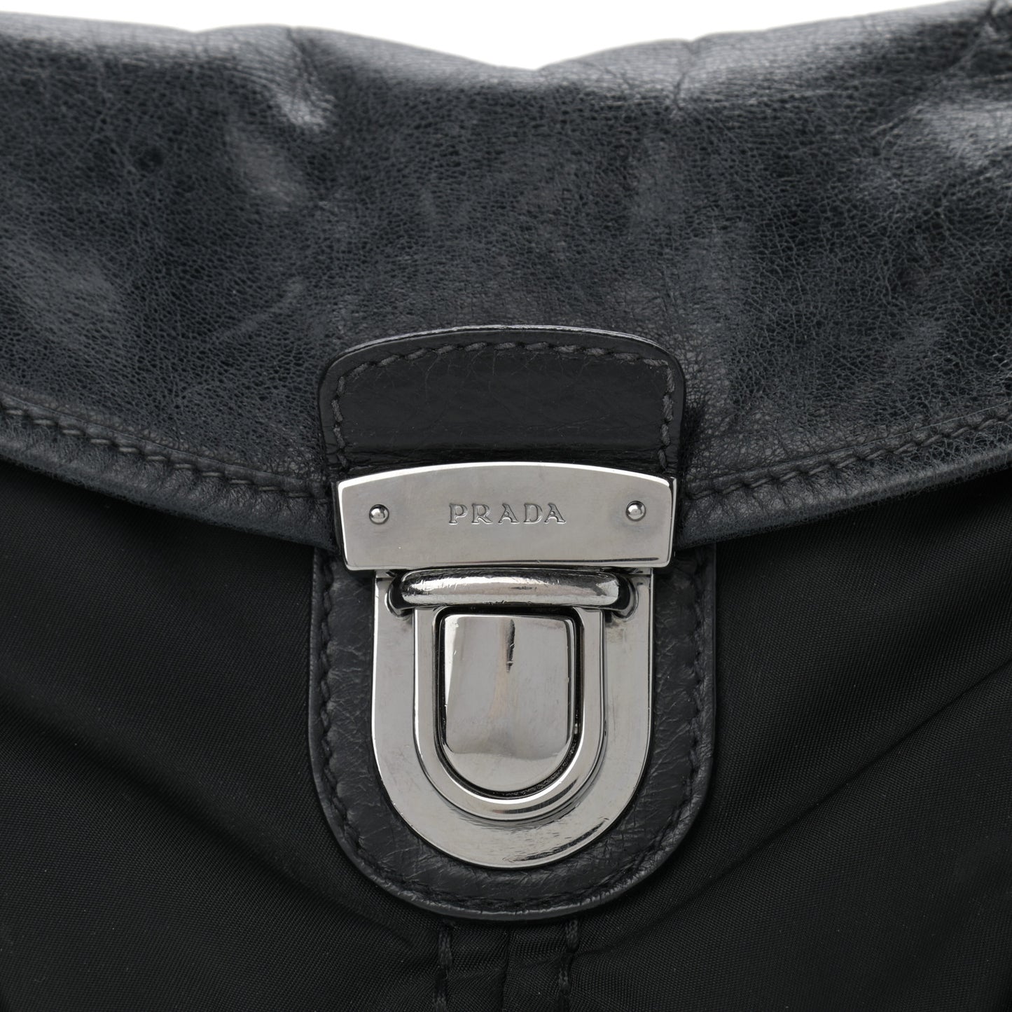Calfskin Tessuto Nylon Shoulder Bag Black