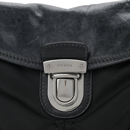 Prada Calfskin Tessuto Nylon Shoulder Bag Black 8 of 11