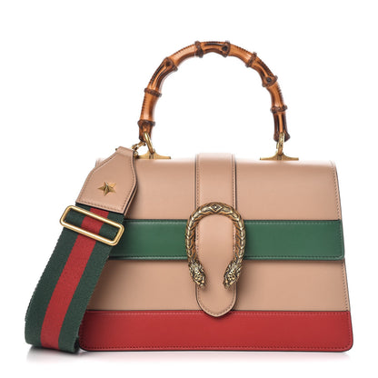 Gucci Calfskin Bamboo Web Medium Dionysus Top Handle Bag Camelia Bright Evergreen Hibiscus Red 1 of 8