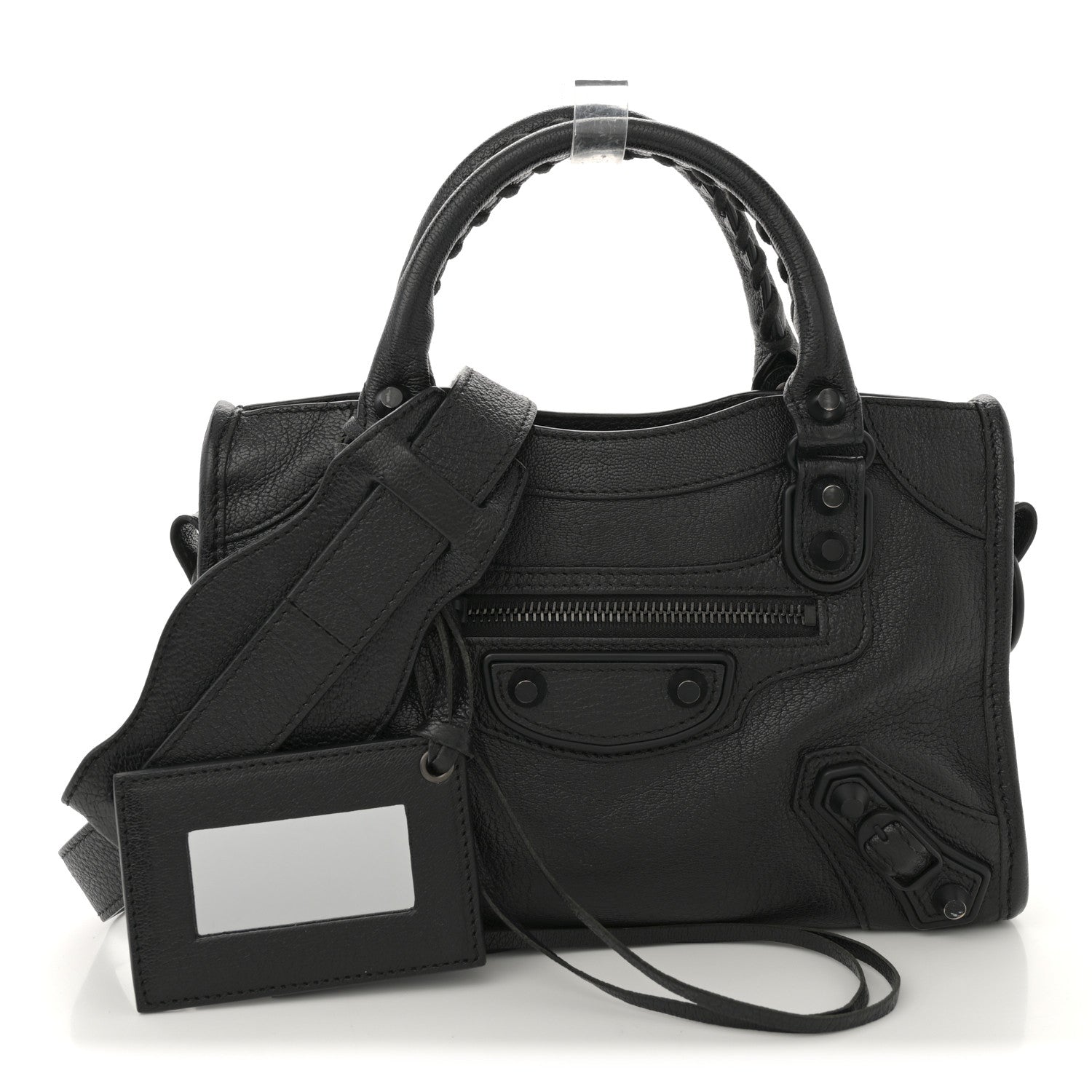 Balenciaga Shiny Goatskin Matte Black Metallic Edge Hardware Mini City Black 3 of 12