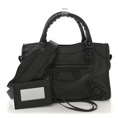 Balenciaga Shiny Goatskin Matte Black Metallic Edge Hardware Mini City Black 3 of 12