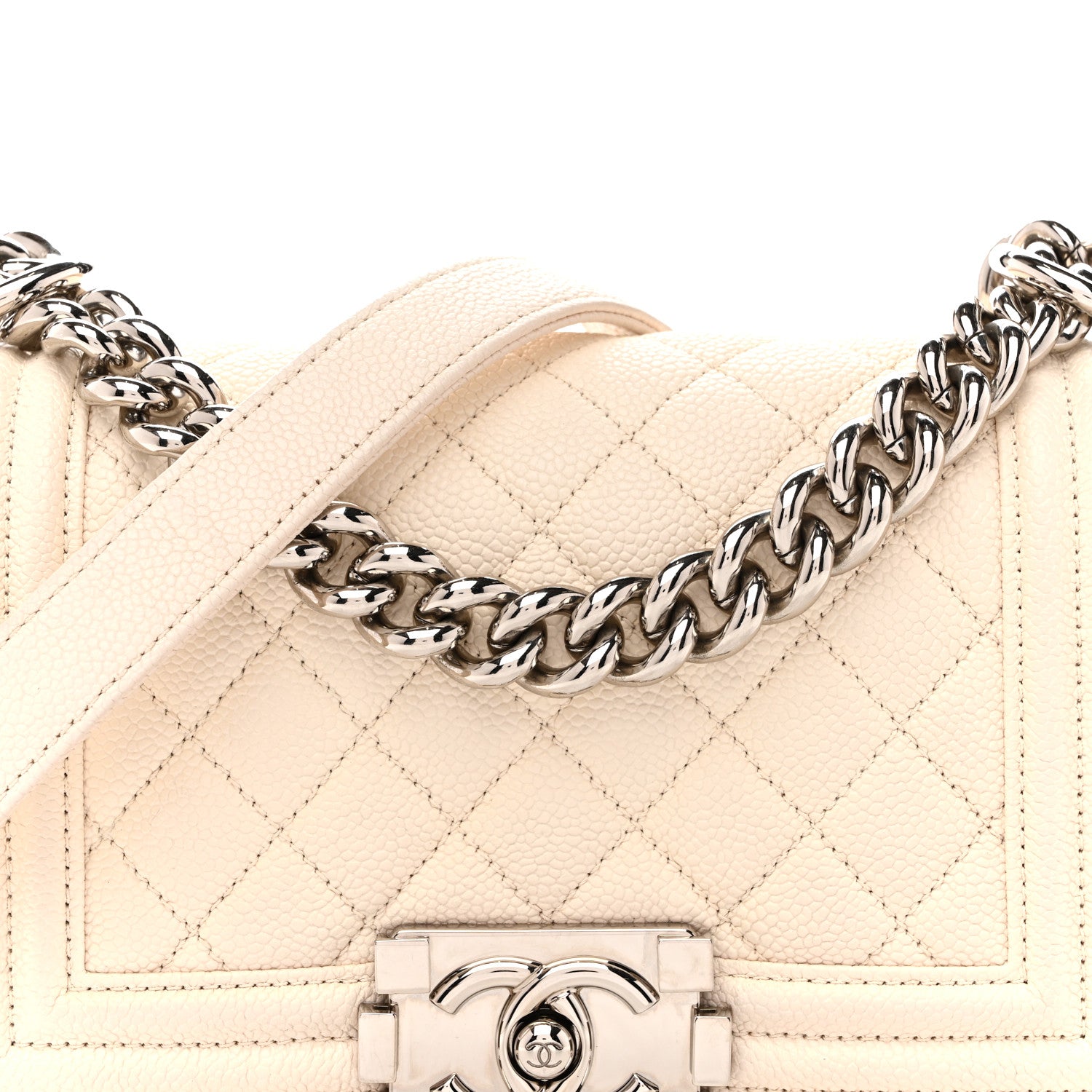 Chanel Caviar Quilted Small Boy Flap White 8 of 12