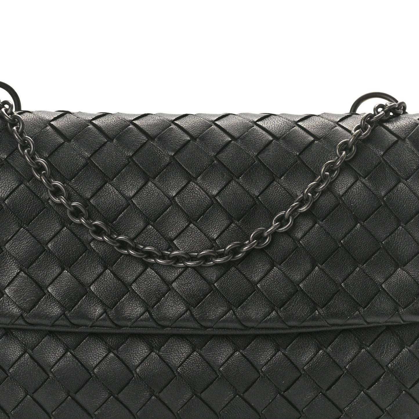 Nappa Intrecciato Mini Chain Messenger Black