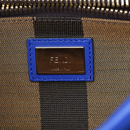 Fendi Vitello Morgan Fabric Jacquard Pequin Medium Peekaboo Iconic Satchel Blue Neon Tobacco 8 of 11
