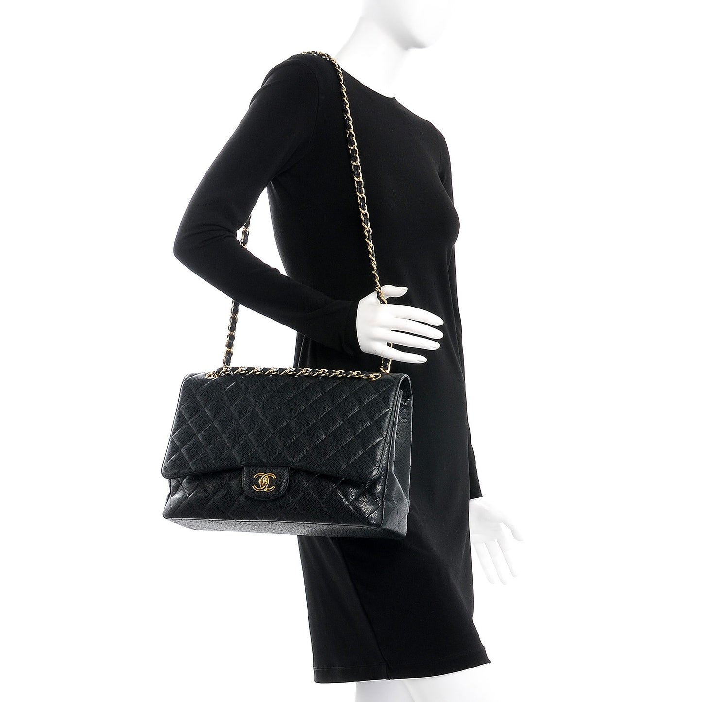 Caviar Quilted Maxi Single Flap Black