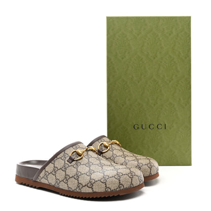 Gucci GG Supreme Monogram Miro Soft Calfskin Mens Horsebit Slippers 6 Beige Ebony New Acero 9 of 9