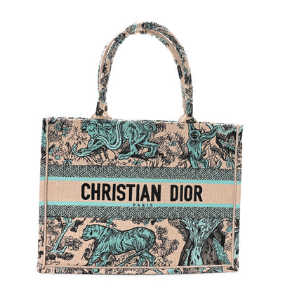 Christian Dior Raffia Embroidered Dioriviera Medium Book Tote Aquamarina 1 of 10
