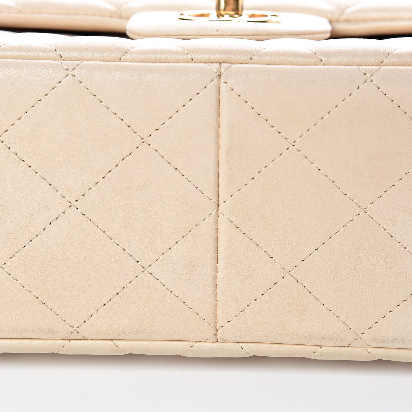 Lambskin Quilted Jumbo Double Flap Light Beige