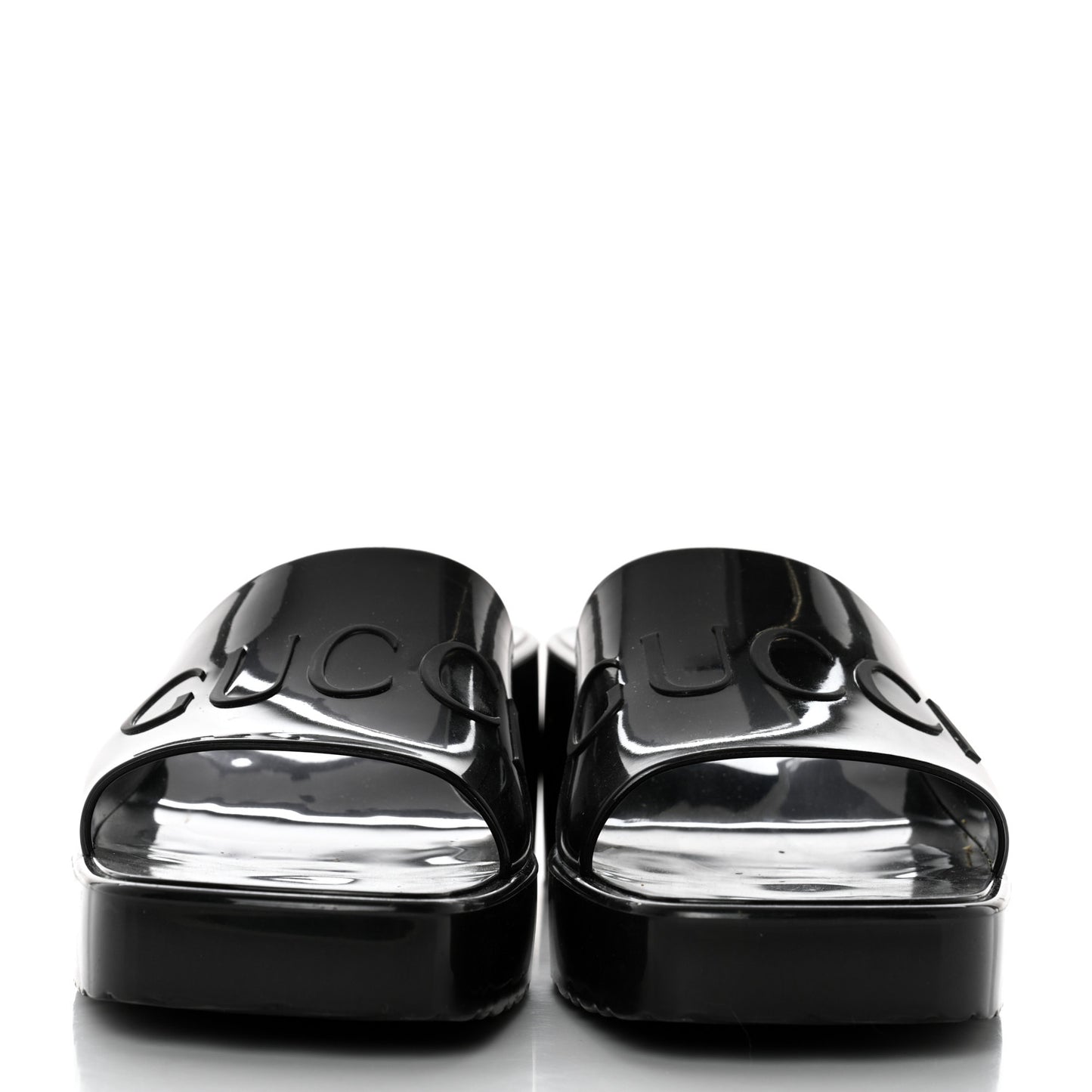 Rubber Gucci Logo Womens Platform 20/60mm Slide Sandals 37 Black