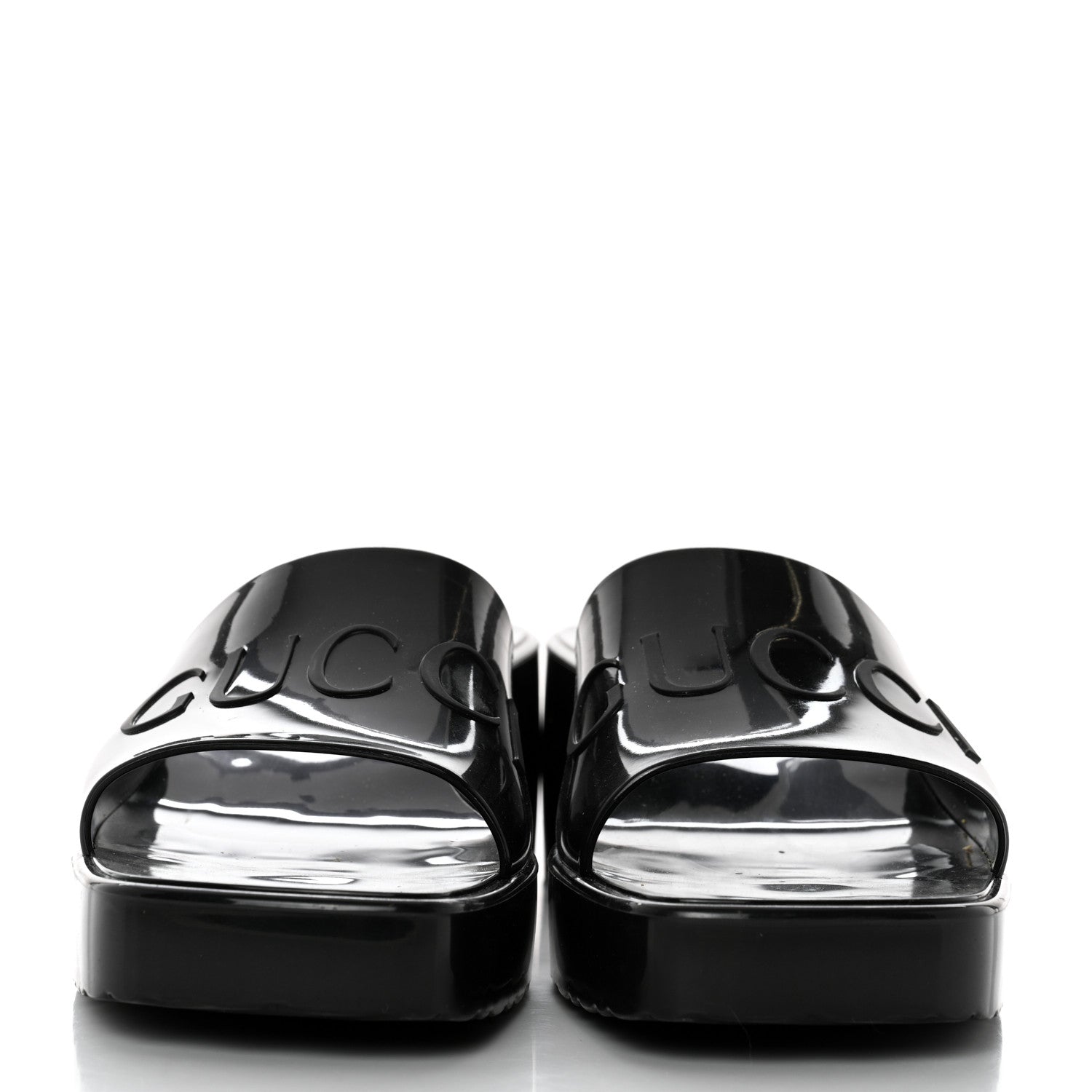 Gucci Rubber Gucci Logo Womens Platform 20/60mm Slide Sandals 37 Black 2 of 9