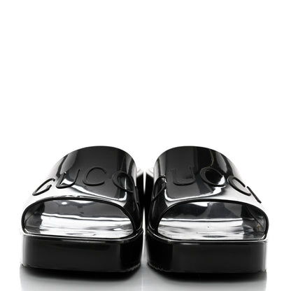 Gucci Rubber Gucci Logo Womens Platform 20/60mm Slide Sandals 37 Black 2 of 9