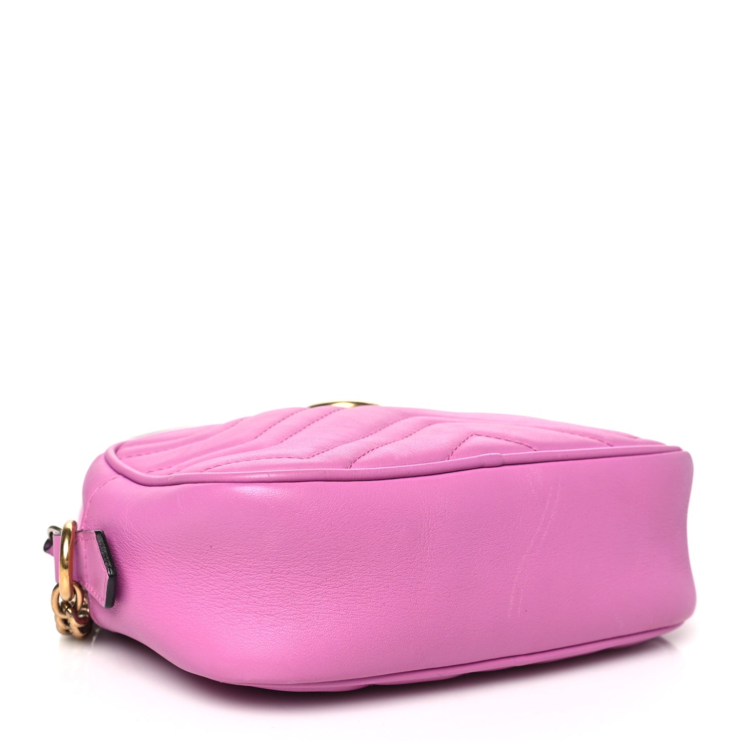 Calfskin Matelasse Mini GG Marmont Chain Shoulder Bag Candy Mousse