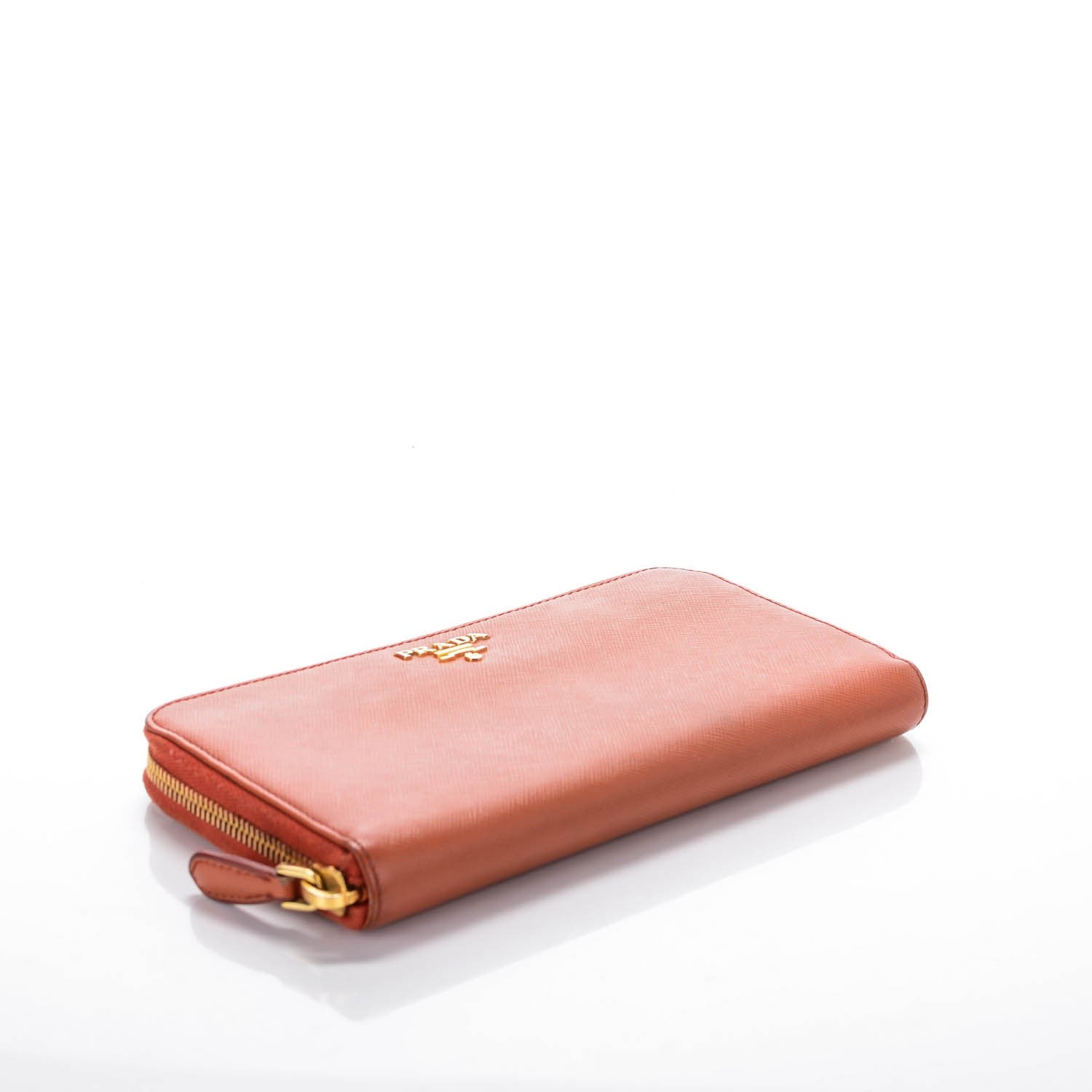 Prada Saffiano Metal Zip Around Wallet Rame 4 of 8