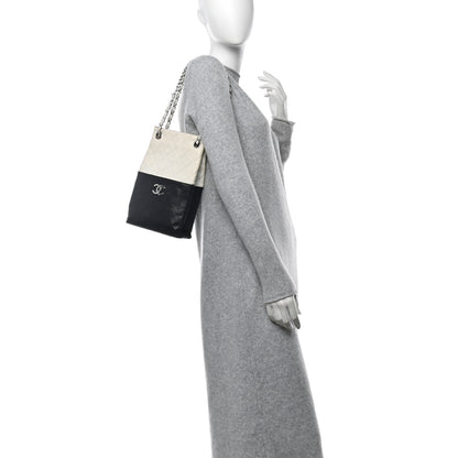Chanel Lambskin Quilted Bi-Color Drawstring Shoulder Bag Black White 2 of 19