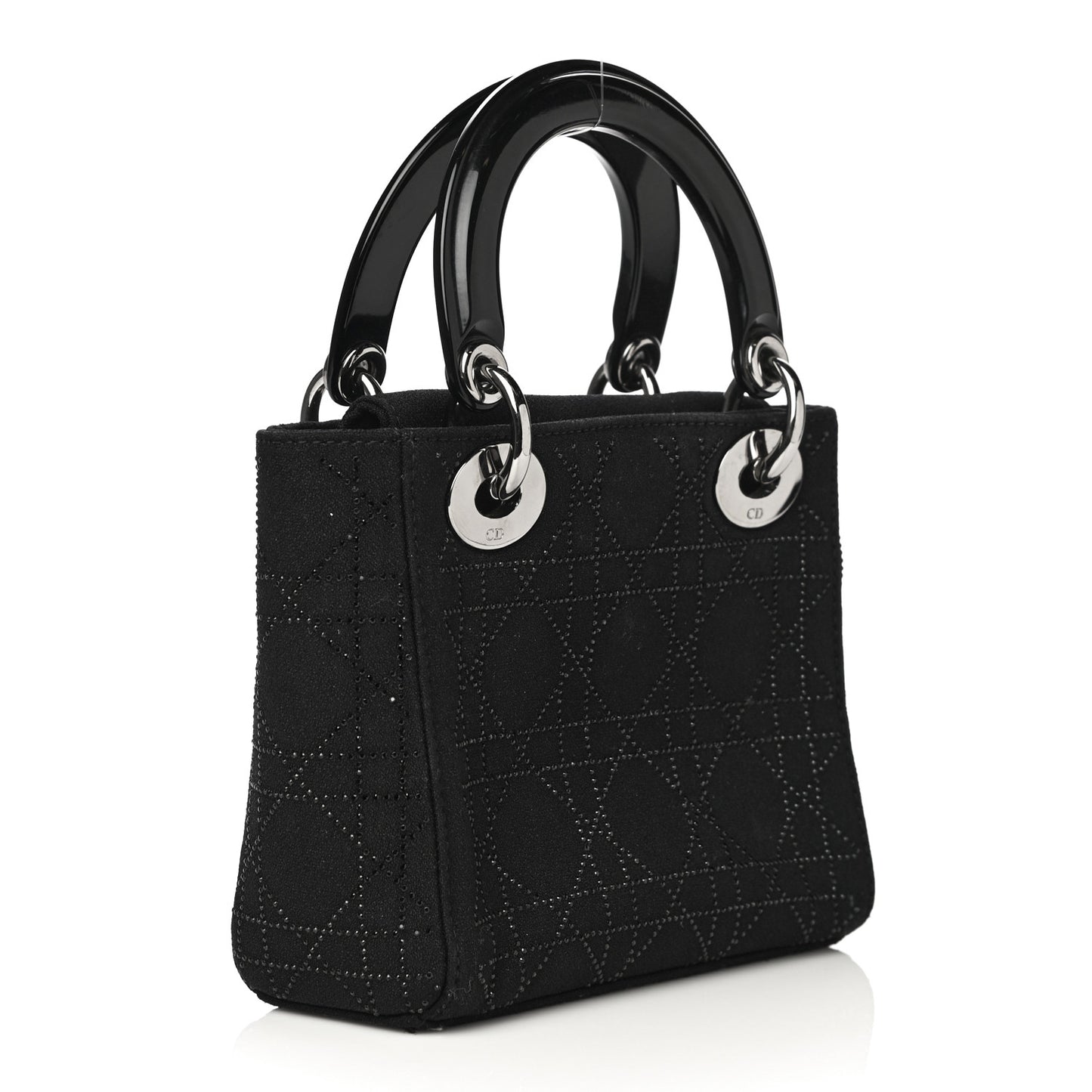Canvas Studded Cannage Mini Lady Dior Black