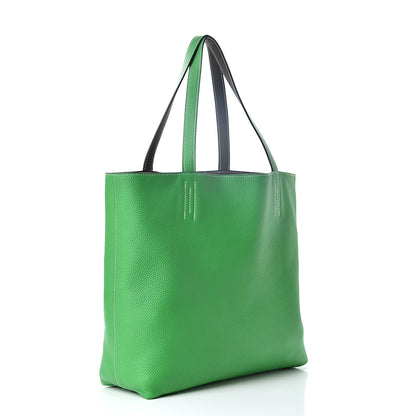 Hermes Taurillon Clemence Double Sens 45 Reversible Tote Bambou Vert Bronze 6 of 16