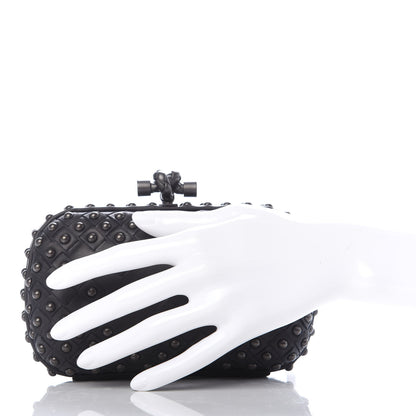 Bottega Veneta Waxy Nappa Intrecciato Knot Studded Clutch Gray 2 of 8