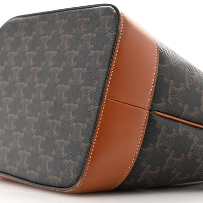 Celine Triomphe Canvas Calfskin Medium Bucket Bag Tan 10 of 14