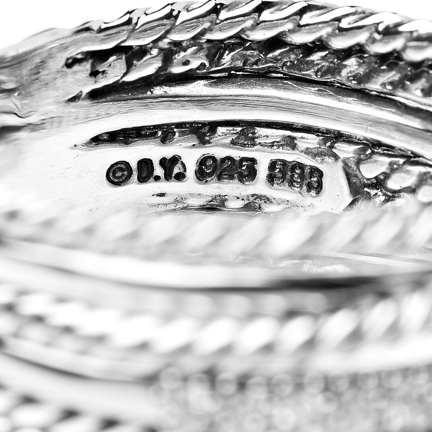 Sterling Silver Diamond 11mm Wide Crossover Cable Ring 54 7