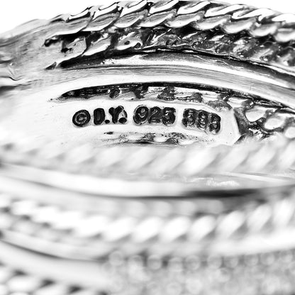 David Yurman Sterling Silver Diamond 11mm Wide Crossover Cable Ring 54 7 5 of 5