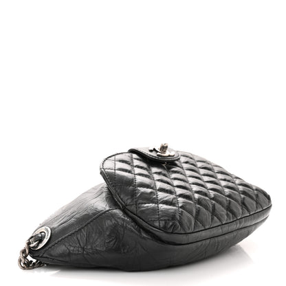 Chanel Crumpled Calfskin Quilted Casual Rock Waist Bag Fanny Pack Black 4 of 11