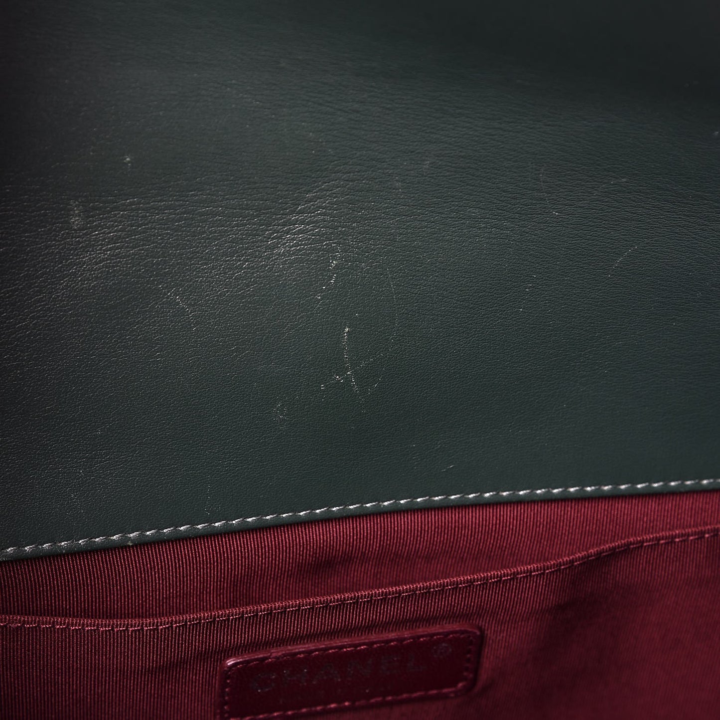 Calfskin Woven Medium Boy Flap Green White