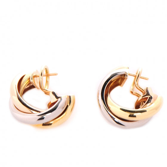 18K Pink Yellow White Gold Small Trinity Earrings