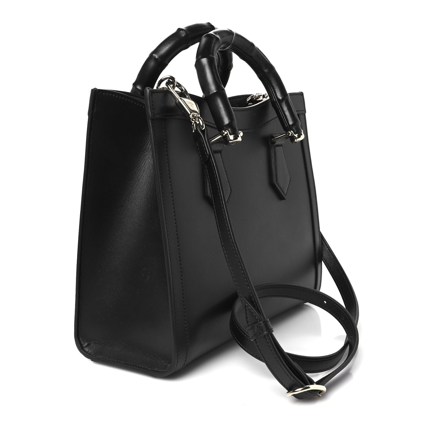 Sweetbread Calfskin Medium Diana Tote Bag Black