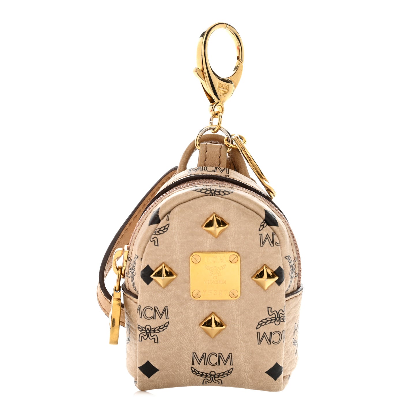Visetos Backpack Key Ring Bag Charm Beige
