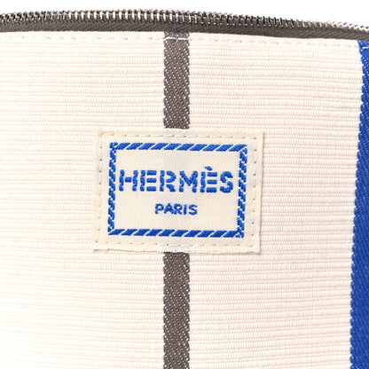 Hermes Cotton Stripe Bolide Rayures Rocabar Mini Travel Cosmetic Pouch Azur Etoupe 8 of 10