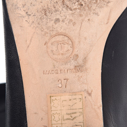 Chanel Lambskin Patent Cap Toe Elastic Ballet Flats 37 Black 10 of 12