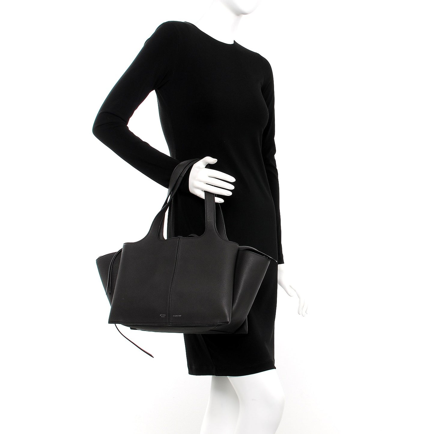 Baby Grained Calfskin Small Tri-Fold Bag Anthracite