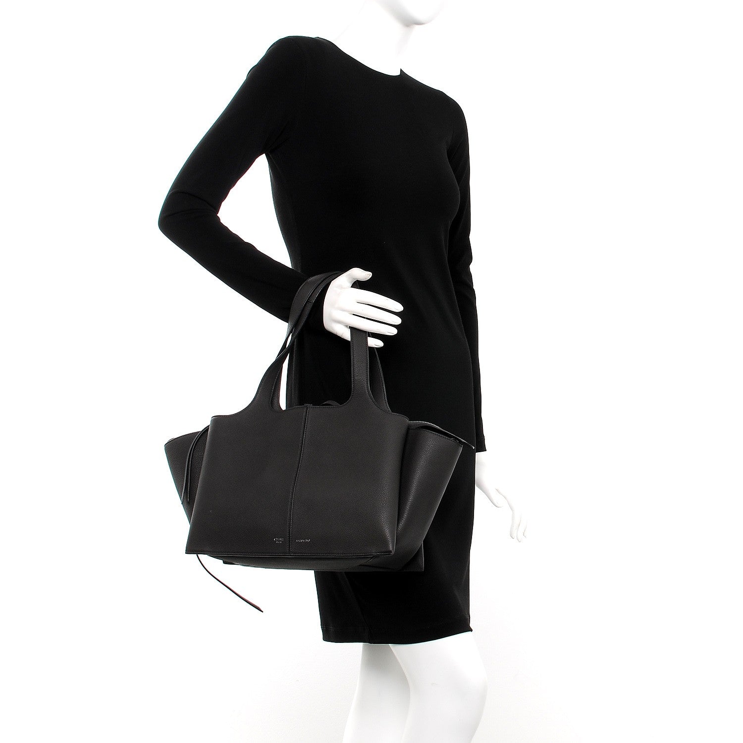 Celine Baby Grained Calfskin Small Tri-Fold Bag Anthracite 2 of 8